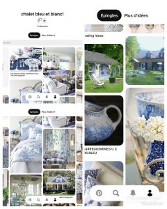 mon tableau Pinterest chalet bleu et blanc Capture écran de Phrenssynnes)