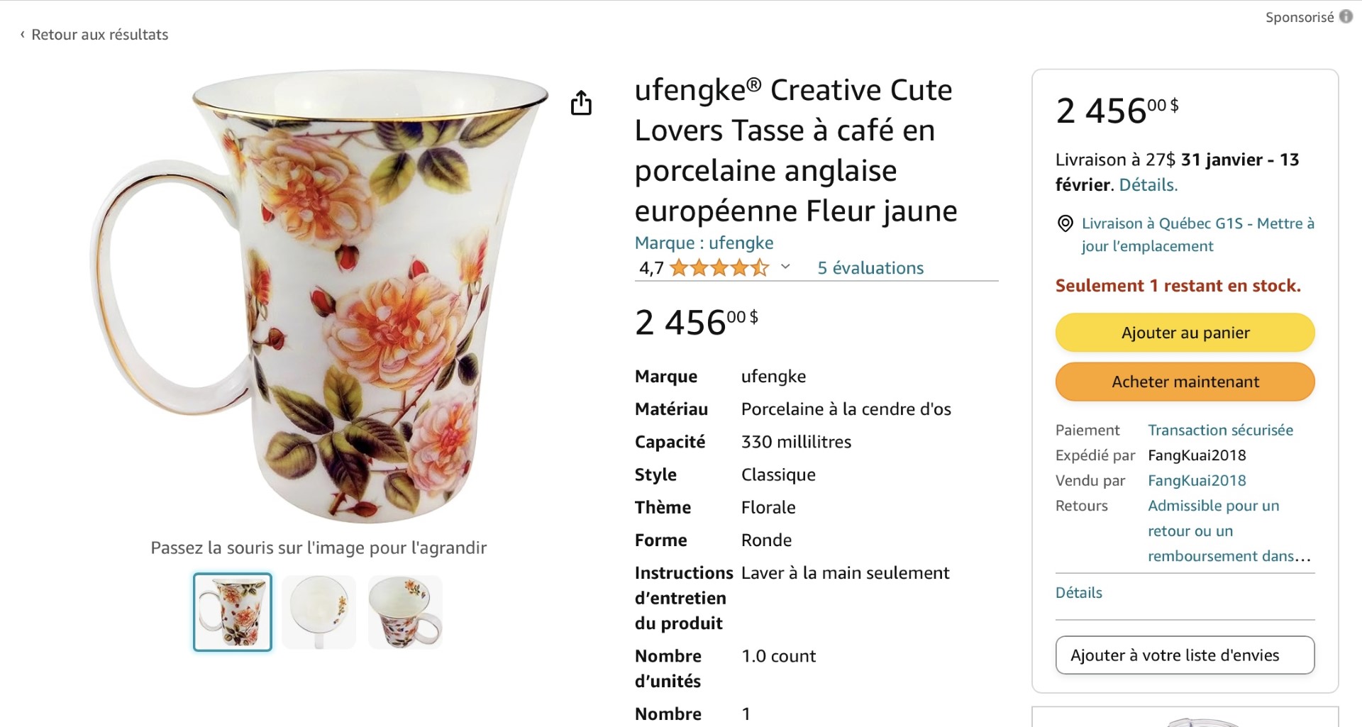 Mug à plus de 2000$ (capture écran Phrenssynnes)