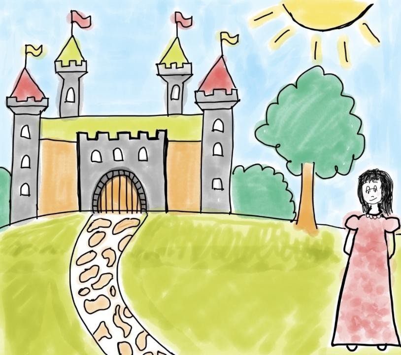 Château et Élicia la princesse (© Francine Boilard)